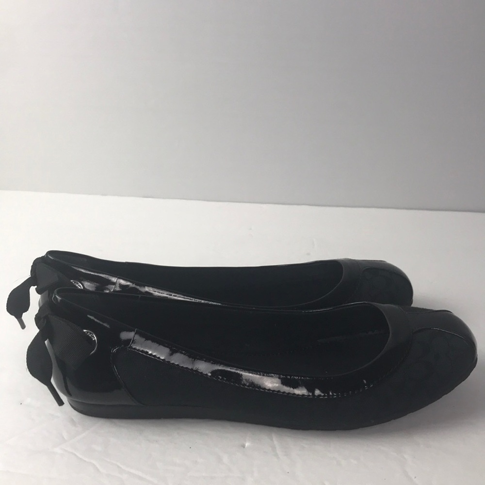 COACH REAGAN BLACK FLATS SIZE 8 M SIGNATURE PRINT - Picture 2 of 11